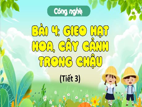 Bài giảng Công nghệ Lớp 4 - Tuần 12, Bài 4: Gieo hạt hoa, cây cảnh trong chậu (Tiết 3) - Nguyễn Thị Hải Hà