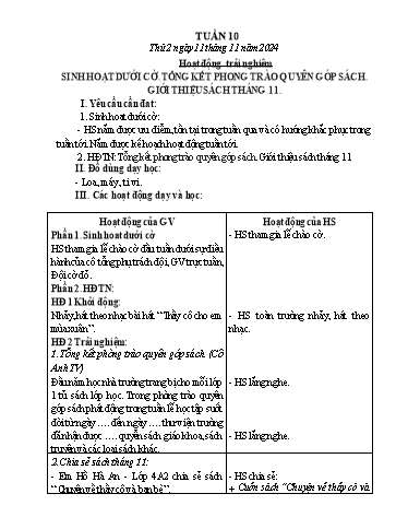 Kế hoạch bài dạy Lớp 1 - Tuần 10 - Năm học 2024-2025 - Lê Thị Hồng Thắm