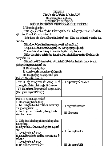 Kế hoạch bài dạy Lớp 1 - Tuần 12 - Năm học 2024-2025 - Đoàn Thị Nhung