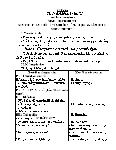 Kế hoạch bài dạy Lớp 1 - Tuần 19 - Năm học 2024-2025 - Đoàn Thị Nhung