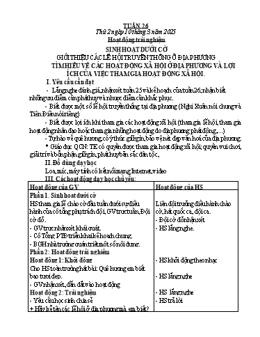 Kế hoạch bài dạy Lớp 1 - Tuần 26 - Năm học 2024-2025 - Lê Thị Hồng Thắm