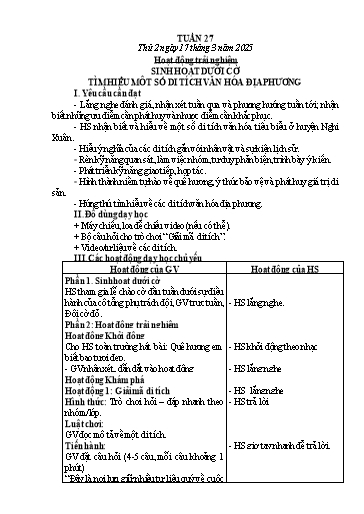 Kế hoạch bài dạy Lớp 1 - Tuần 27 - Năm học 2024-2025 - Lê Thị Hồng Thắm