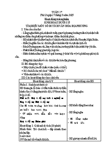 Kế hoạch bài dạy Lớp 1 - Tuần 27 - Năm học 2024-2025 - Phan Thị Tứ
