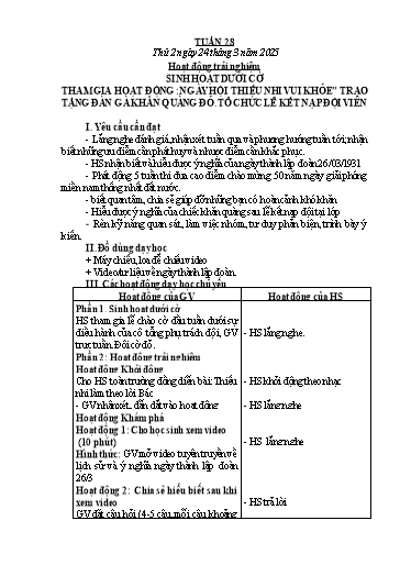 Kế hoạch bài dạy Lớp 1 - Tuần 28 - Năm học 2024-2025 - Đoàn Thị Nhung