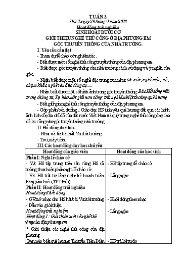 Kế hoạch bài dạy Lớp 1 - Tuần 3 - Năm học 2024-2025 - Đoàn Thị Nhung