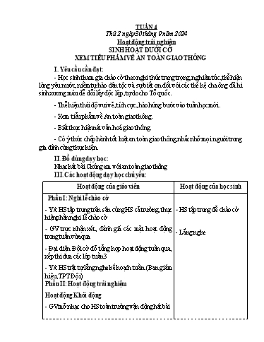 Kế hoạch bài dạy Lớp 1 - Tuần 4 - Năm học 2024-2025 - Phan Thị Tứ