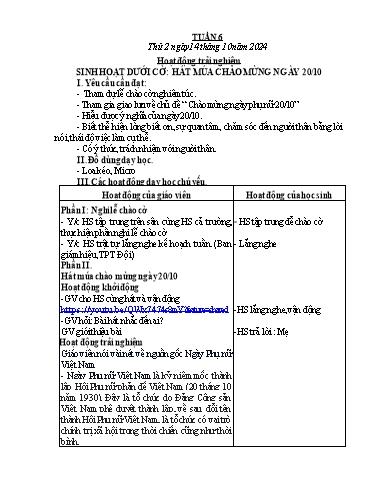 Kế hoạch bài dạy Lớp 1 - Tuần 6 - Năm học 2024-2025 - Lê Thị Hồng Thắm