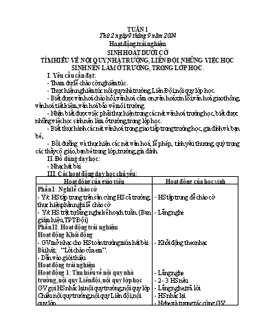 Kế hoạch bài dạy Lớp 2 - Tuần 1 - Năm học 2024-2025 - Hồ Thị Hoài