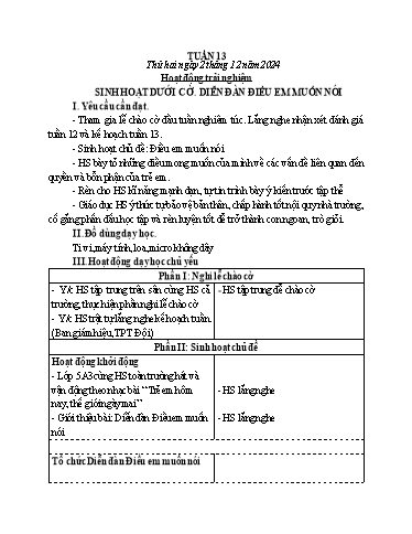 Kế hoạch bài dạy Lớp 2 - Tuần 13 - Năm học 2024-2025 - Nguyễn Thị Lan