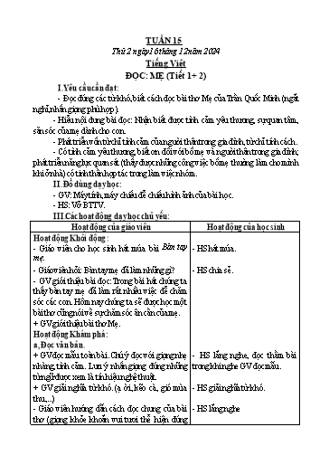Kế hoạch bài dạy Lớp 2 - Tuần 15 - Năm học 2024-2025 - Phạm Thị Thu Hiền