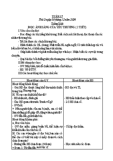 Kế hoạch bài dạy Lớp 2 - Tuần 17 - Năm học 2024-2025 - Phạm Thị Thu Hiền