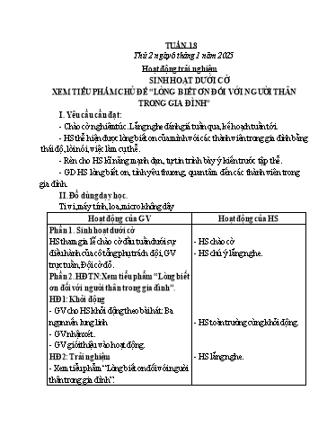 Kế hoạch bài dạy Lớp 2 - Tuần 18 - Năm học 2024-2025 - Nguyễn Thị Lan