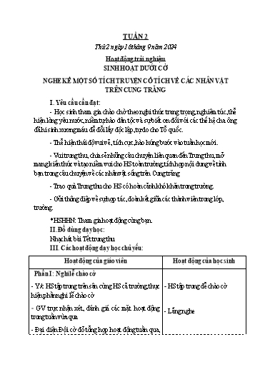 Kế hoạch bài dạy Lớp 2 - Tuần 2 - Năm học 2024-2025 - Phạm Thị Thu Hiền