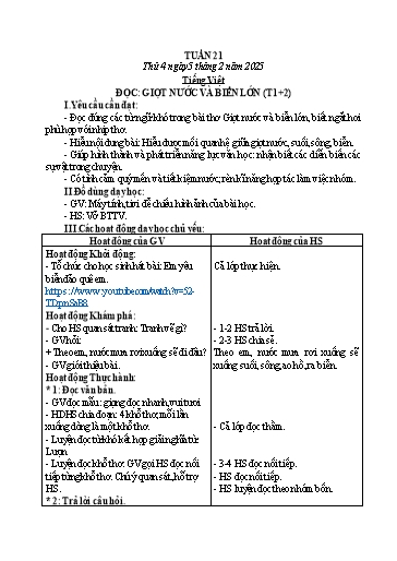 Kế hoạch bài dạy Lớp 2 - Tuần 21 - Năm học 2024-2025 - Phạm Thị Thu Hiền