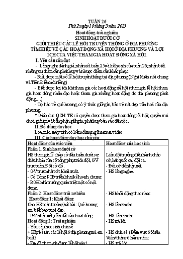 Kế hoạch bài dạy Lớp 2 - Tuần 26 - Năm học 2024-2025 - Hồ Thị Hoài