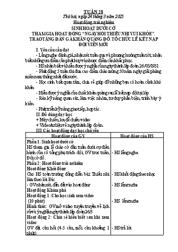 Kế hoạch bài dạy Lớp 2 - Tuần 28 - Năm học 2024-2025 - Nguyễn Thị Lan