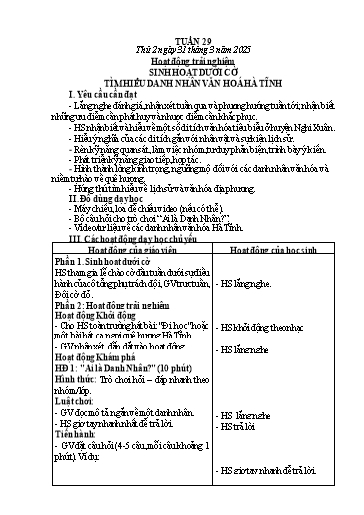 Kế hoạch bài dạy Lớp 2 - Tuần 29 - Năm học 2024-2025 - Nguyễn Thị Lan