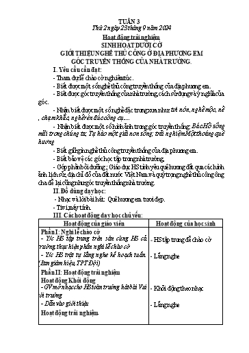 Kế hoạch bài dạy Lớp 2 - Tuần 3 - Năm học 2024-2025 - Nguyễn Thị Lan