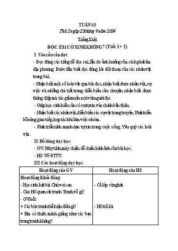 Kế hoạch bài dạy Lớp 2 - Tuần 3 - Năm học 2024-2025 - Phạm Thị Thu Hiền