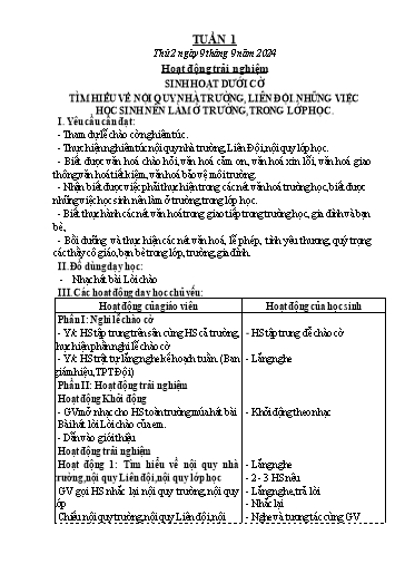 Kế hoạch bài dạy Lớp 3 - Tuần 1 - Năm học 2024-2025 - Hồ Thị Thủy