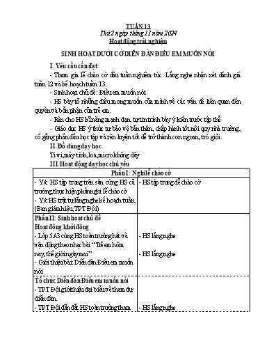 Kế hoạch bài dạy Lớp 3 - Tuần 13 - Năm học 2024-2025 - Hồ Thị Thủy
