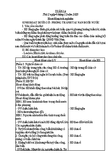 Kế hoạch bài dạy Lớp 3 - Tuần 14 - Năm học 2023-2024 - Võ Thị Huyền Thu