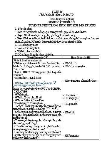 Kế hoạch bài dạy Lớp 3 - Tuần 16 - Năm học 2024-2025 - Lê Thị Thúy Hà