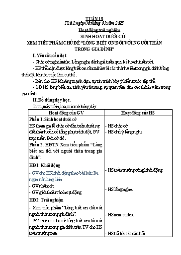 Kế hoạch bài dạy Lớp 3 - Tuần 18 - Năm học 2024-2025 - Lê Thị Thúy Hà