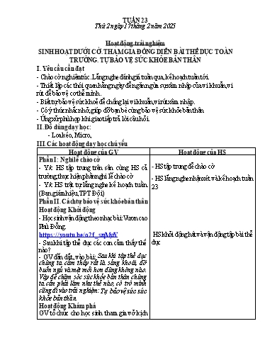 Kế hoạch bài dạy Lớp 3 - Tuần 23 - Năm học 2024-2025 - Lê Thị Thúy Hà