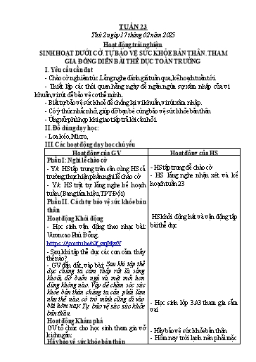 Kế hoạch bài dạy Lớp 3 - Tuần 23 - Năm học 2024-2025 - Võ Thị Huyền Thu
