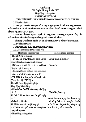 Kế hoạch bài dạy Lớp 3 - Tuần 24 - Năm học 2024-2025 - Hồ Thị Thủy