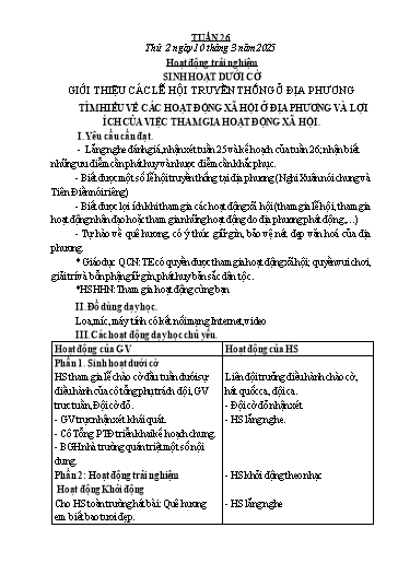 Kế hoạch bài dạy Lớp 3 - Tuần 26 - Năm học 2024-2025 - Hồ Thị Thủy