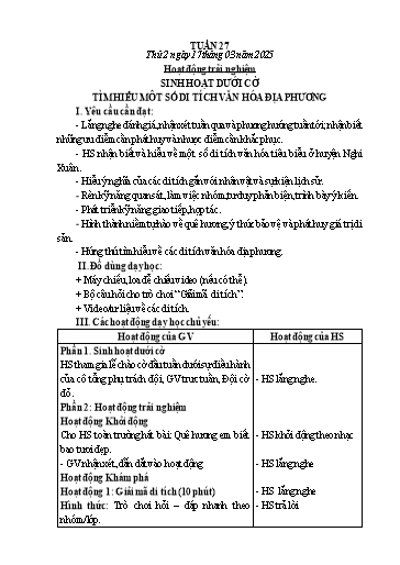 Kế hoạch bài dạy Lớp 3 - Tuần 27 - Năm học 2024-2025 - Lê Thị Thúy Hà