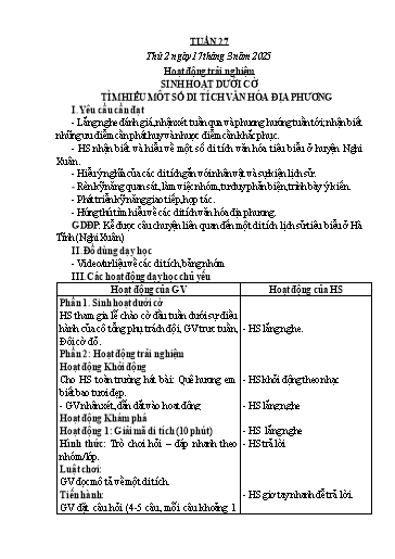 Kế hoạch bài dạy Lớp 3 - Tuần 27 - Năm học 2024-2025 - Võ Thị Huyền Thu