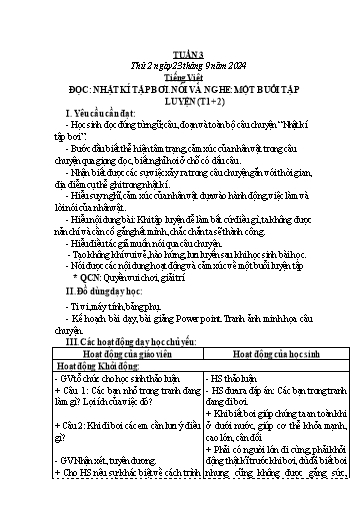 Kế hoạch bài dạy Lớp 3 - Tuần 3 - Năm học 2024-2025 - Hồ Thị Thủy