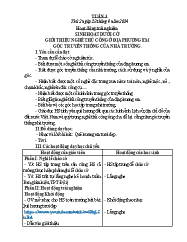 Kế hoạch bài dạy Lớp 3 - Tuần 3 - Năm học 2024-2025 - Võ Thị Huyền Thu