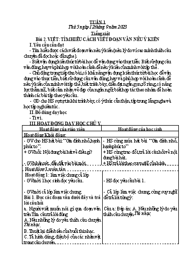 Kế hoạch bài dạy Lớp 4 - Tuần 1 - Năm học 2024-2025 - Lê Thị Thúy Hiền (Tiếp theo)
