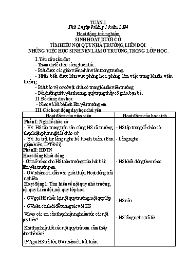 Kế hoạch bài dạy Lớp 4 - Tuần 1 - Năm học 2024-2025 - Lê Thị Thúy Hiền
