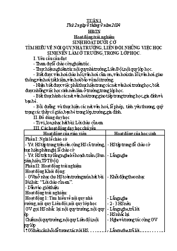 Kế hoạch bài dạy Lớp 4 - Tuần 1 - Năm học 2024-2025 - Nguyễn Thị Nhung