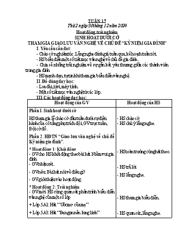 Kế hoạch bài dạy Lớp 4 - Tuần 17 - Năm học 2024-2025 - Cao Xuân Lý