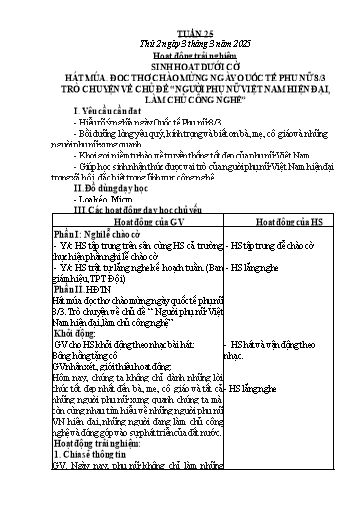 Kế hoạch bài dạy Lớp 4 - Tuần 25 - Năm học 2024-2025 - Cao Xuân Lý