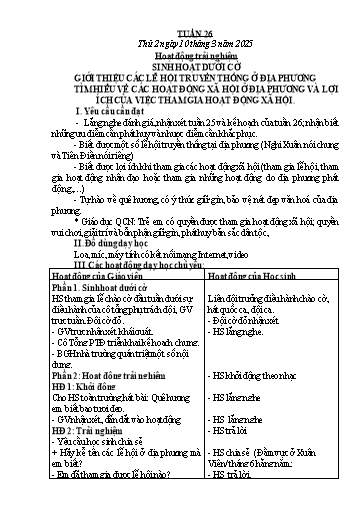 Kế hoạch bài dạy Lớp 4 - Tuần 26 - Năm học 2024-2025 - Nguyễn Thị Nhung