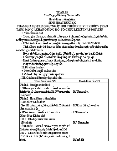 Kế hoạch bài dạy Lớp 4 - Tuần 28 - Năm học 2024-2025 - Nguyễn Thị Nhung