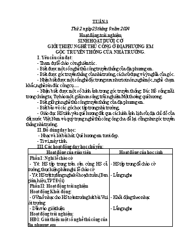 Kế hoạch bài dạy Lớp 4 - Tuần 3 - Năm học 2024-2025 - Cao Xuân Lý