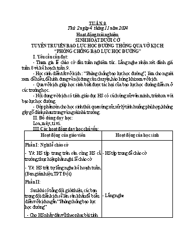 Kế hoạch bài dạy Lớp 4 - Tuần 9 - Năm học 2024-2025 - Cao Xuân Lý