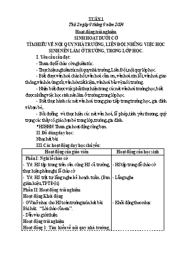 Kế hoạch bài dạy Lớp 5 - Tuần 1 - Năm học 2024-2025 - Trần Thị Diệp