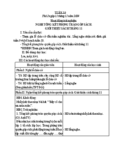 Kế hoạch bài dạy Lớp 5 - Tuần 10 - Năm học 2024-2025 - Trần Thị Diệp