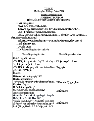 Kế hoạch bài dạy Lớp 5 - Tuần 11 - Năm học 2024-2025 - Đậu Thị Hoa