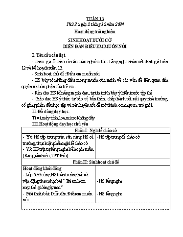 Kế hoạch bài dạy Lớp 5 - Tuần 13 - Năm học 2024-2025 - Đậu Thị Hoa