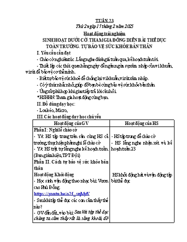 Kế hoạch bài dạy Lớp 5 - Tuần 23 - Năm học 2024-2025 - Trần Thị Diệp